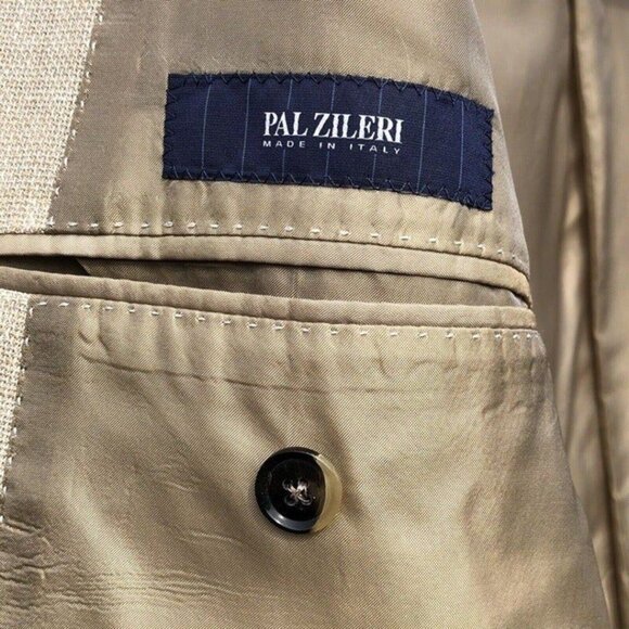 Pal Zileri 44R Beige Sport Coat Blazer Jacket Solid 2B Wool/Linen Blend - Picture 12 of 12